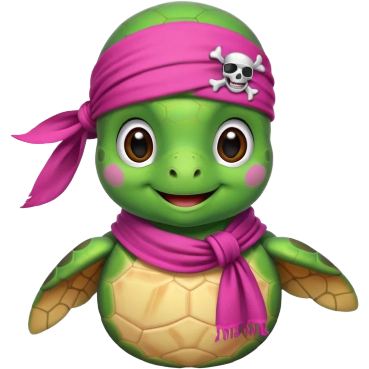 cute sea turtle wearing a pink pirate scarf emoji