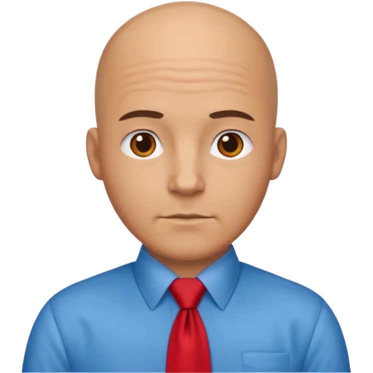 bald with red necktie, blue emoji