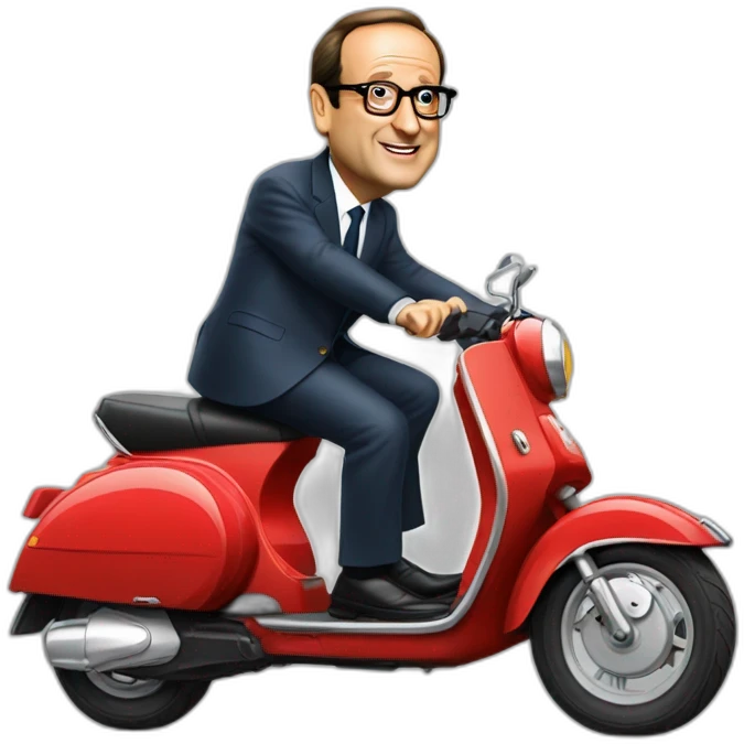 François Hollande sur un scooter emoji