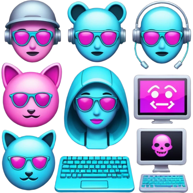 devops cyberpunk vaporwave hacker themed emoji pack emoji