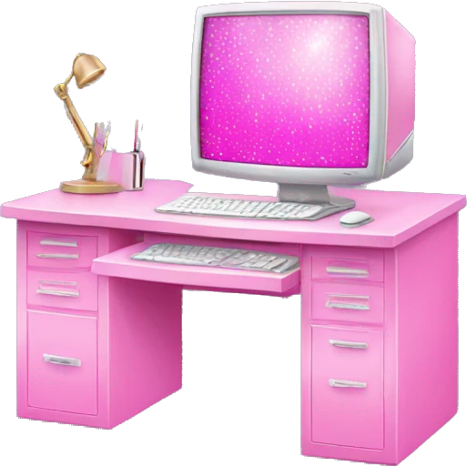 Pink sparkle computer desk  emoji