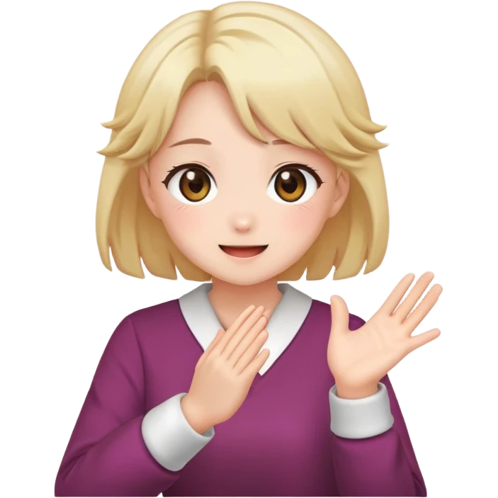 Anime girl clapping cheeks emoji
