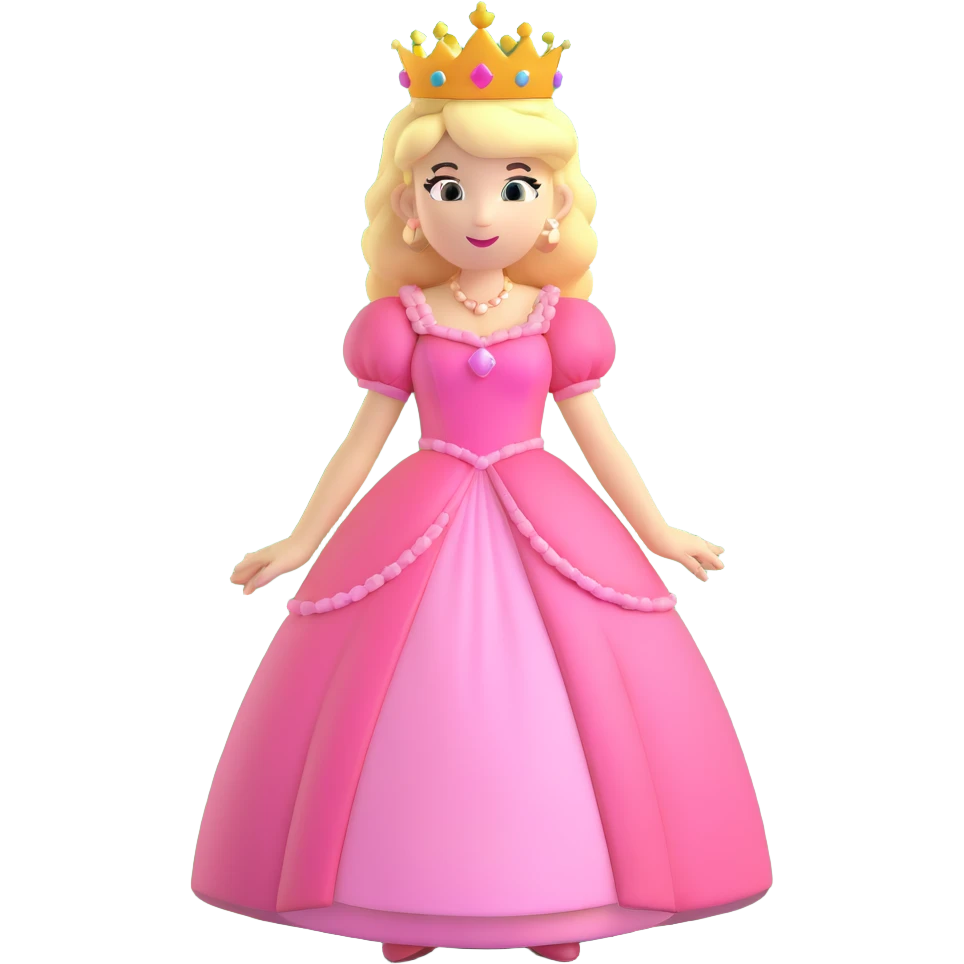 Princess Peach from Mario games with blonde hair, pink dress, crown emoji