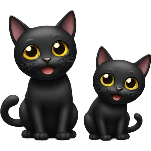  Black cat with 2 heads emoji