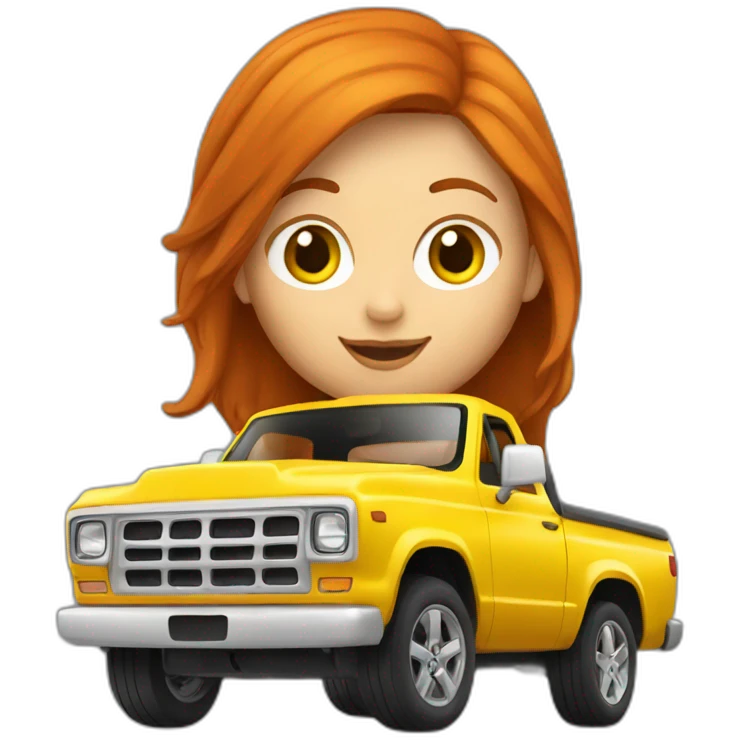 Redhead girl driving a yellow pickup emoji