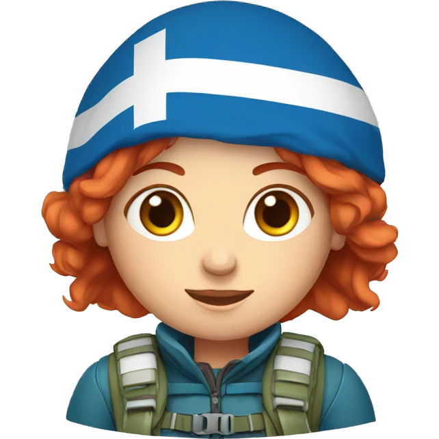 a red hair female on everest with greek flag emoji