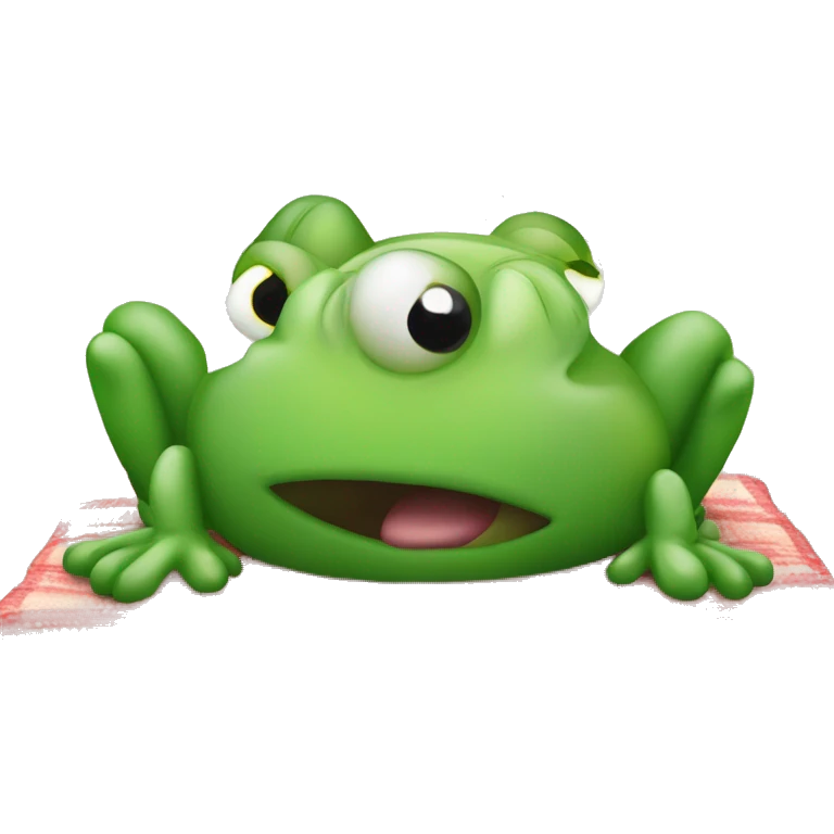 Einen einfach gezeicheten Frosch miteine Schlafmüze auf dem kopf, eingekuschelt in einer Decke emoji