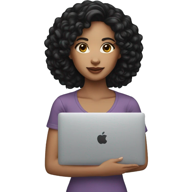 black-hair-lightskin-girls-with-MacBook emoji