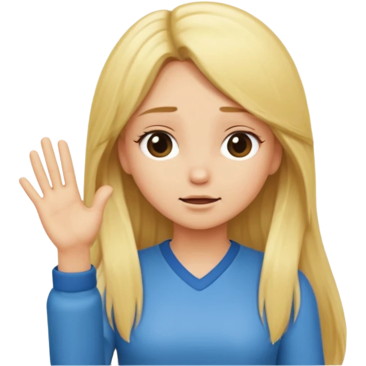 blonde cartoon girl long hair making time out gesture emoji