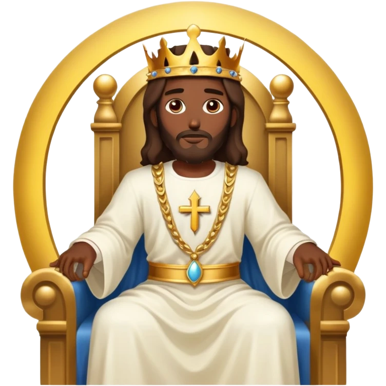 Dark skin Jesus on his heavenly Throne with just a Gold crown no jewelry  emoji