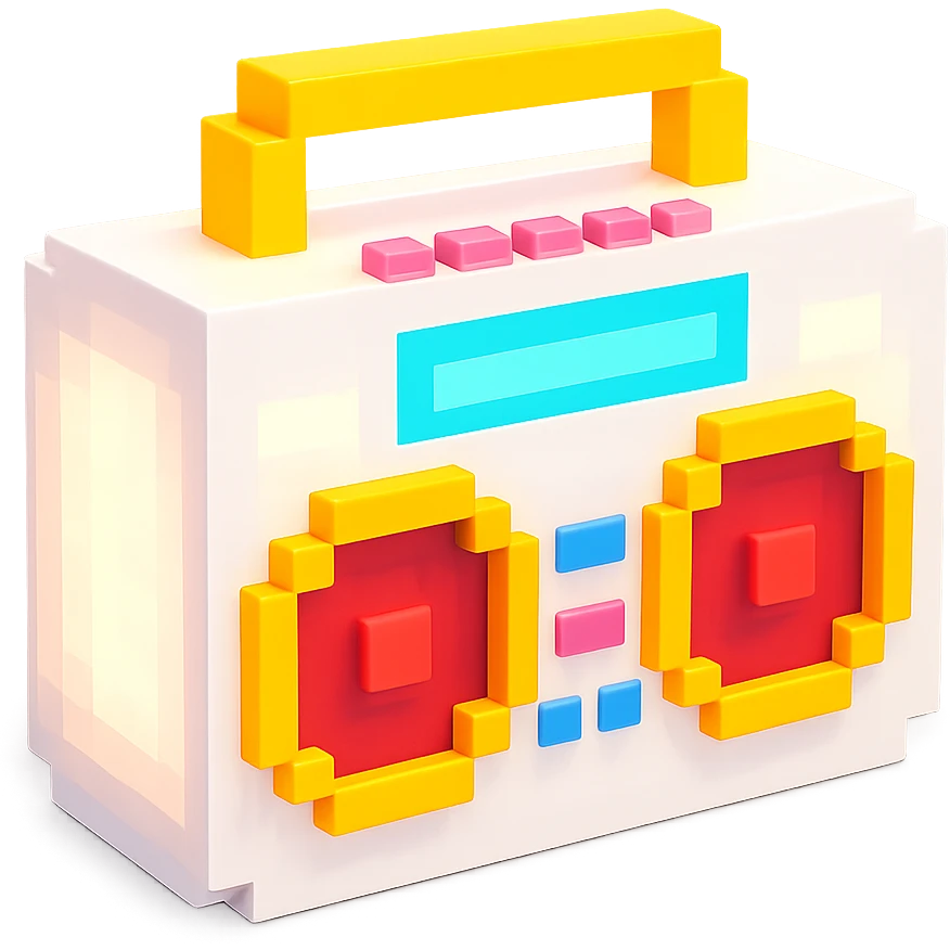 сделай белый святящейся бумбокс, no background emoji