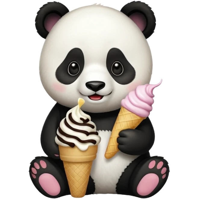 Panda eating ice cream emoji