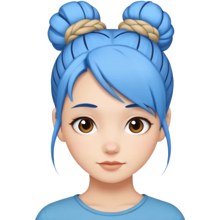 a girl with blue one bun hair emoji