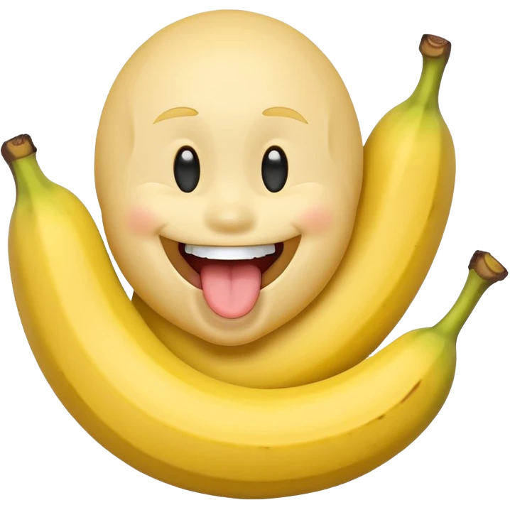 a classic smiley face that holding a banana. Half of the banana is in his mouth and he suck it with his tongue emoji