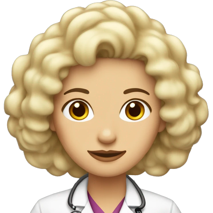 Mujer blanca pelo rizado rubio tipo shagui doctora emoji