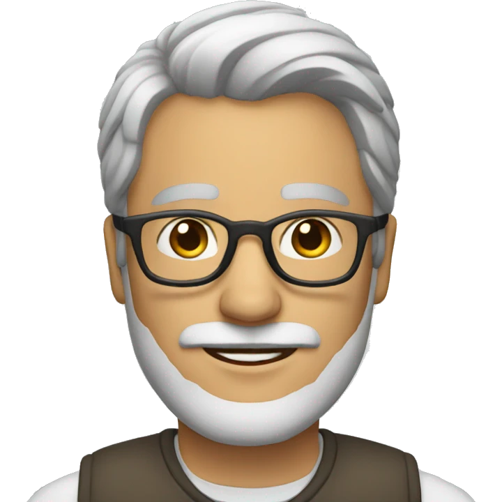 A man with grey beard and clear glasses emoji