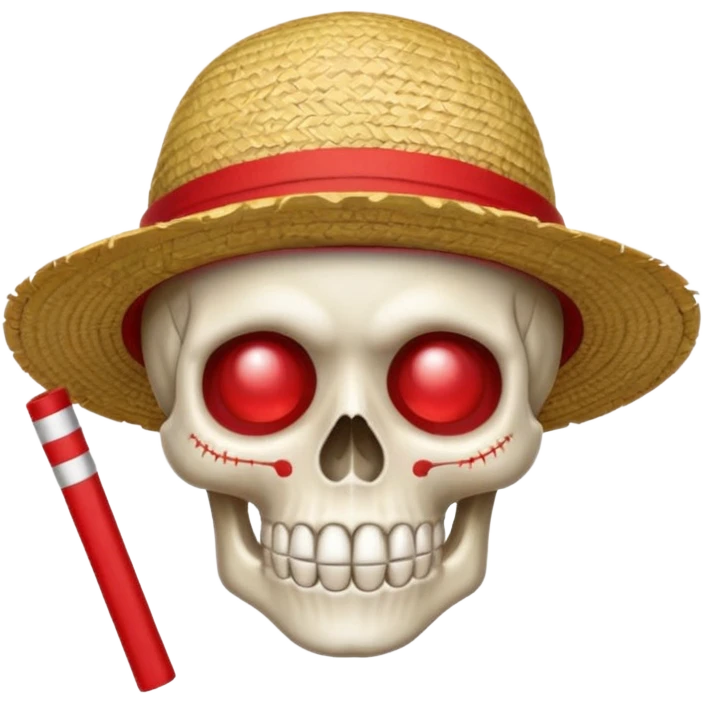 Luffy straw hat logo but.his head is a skull and the line in the hat is red emoji