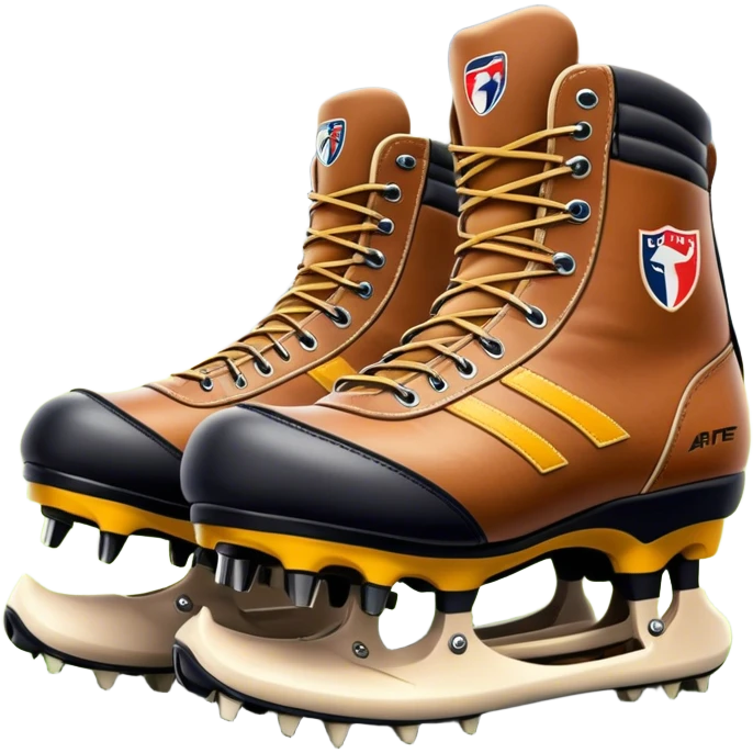 Cinematic Realistic image of a pair of AFL boots, showcasing detailed leather stitching and a rugged sole with fine cleat impressions, captured against a blurred stadium background with high-energy, dynamic lighting emoji
