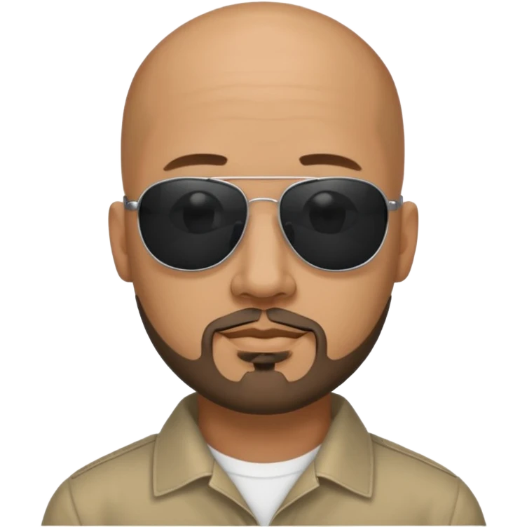 Bald man, wearing black fashion sunglasses, goatee beard emoji