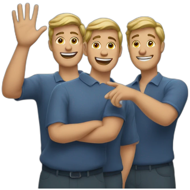 three mens waving emoji