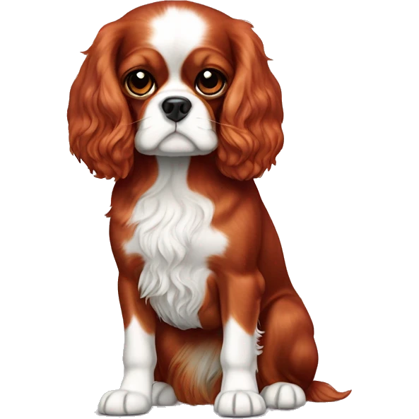 Ruby coloured cavalier King Charles full body emoji