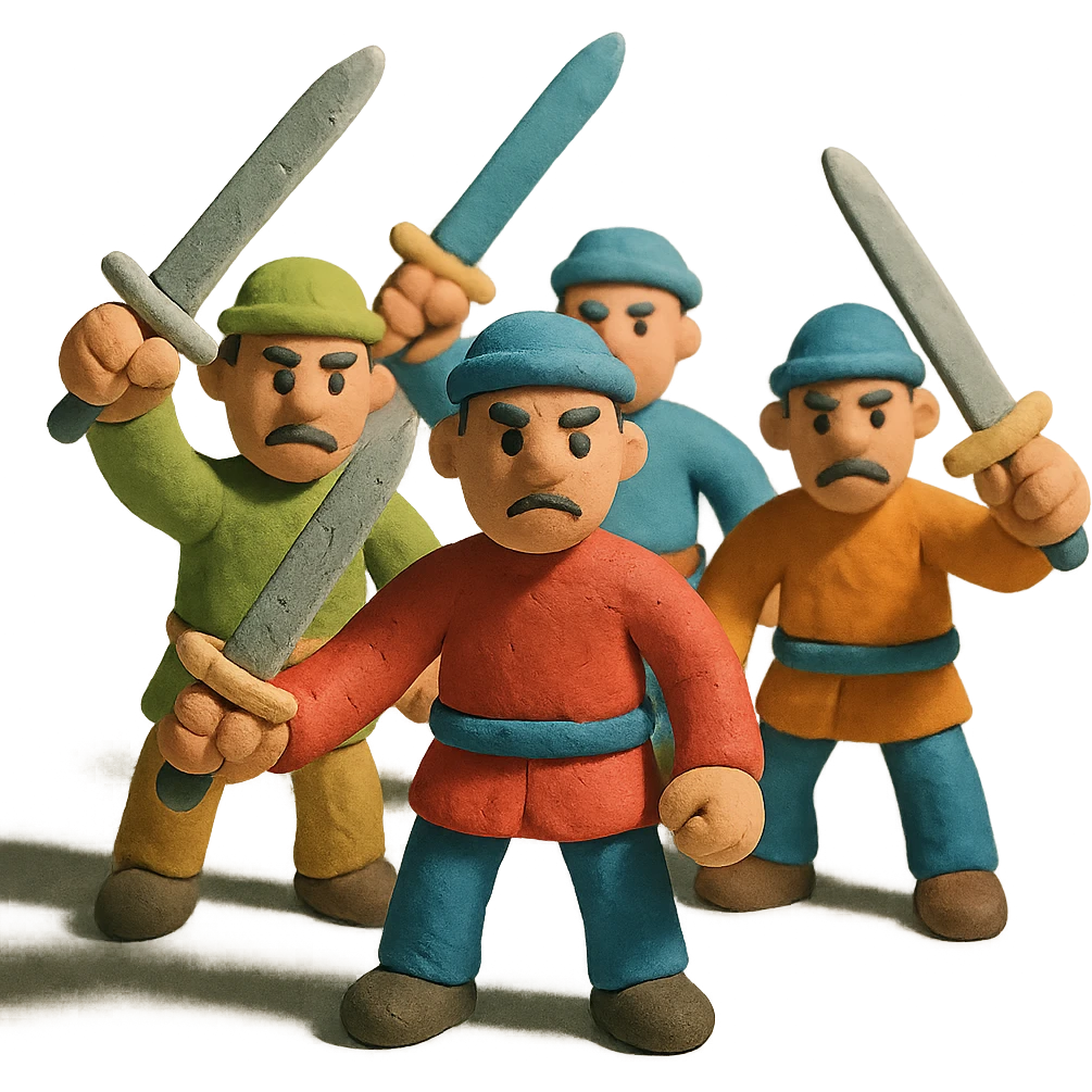 group of men with swords emoji