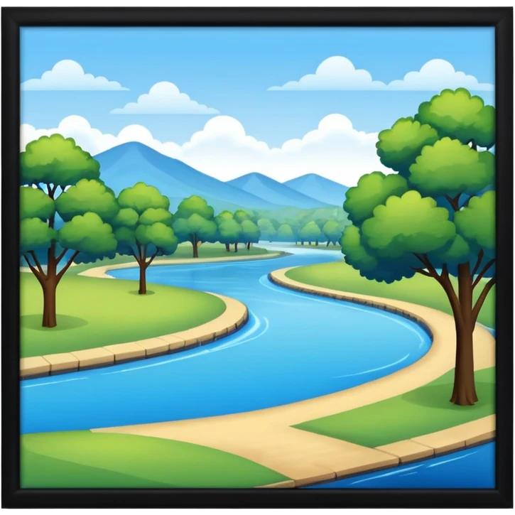 a park by a blue river emoji