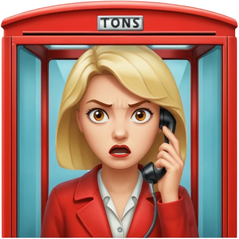 Telephone booth with angry woman inside emoji