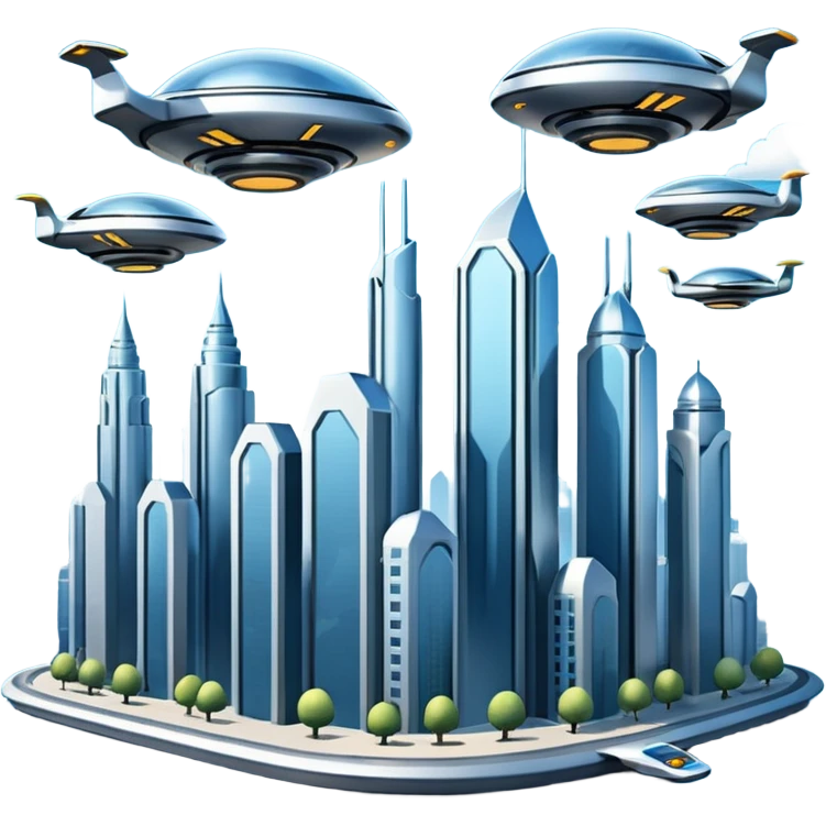 city in the future in the sky emoji