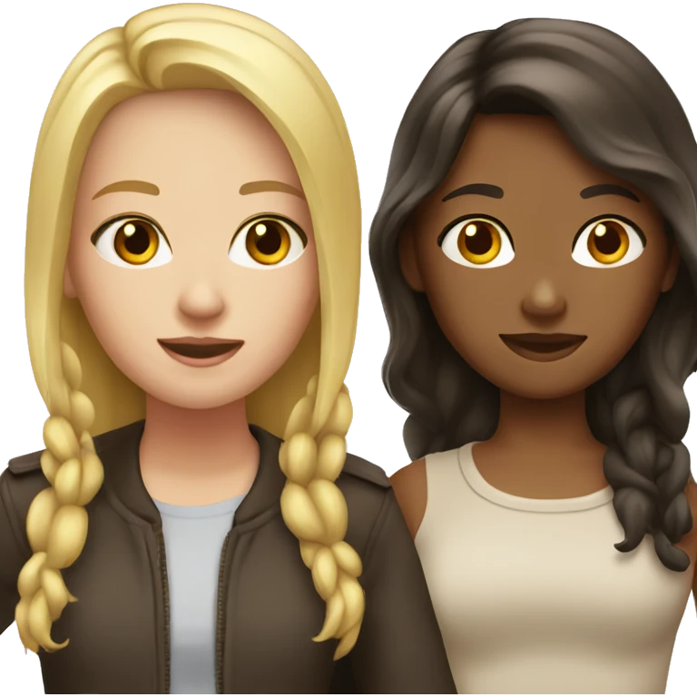 Blonde girl and brunette girl emoji