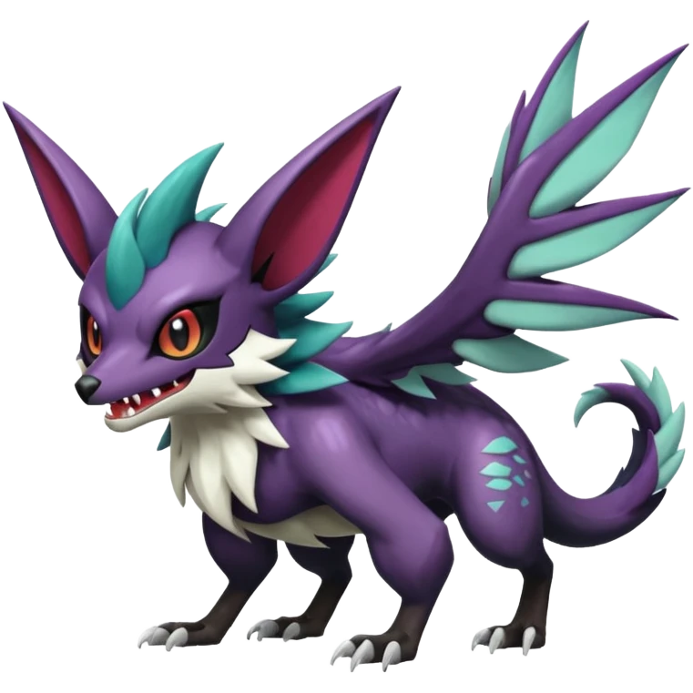 Shiny Noibat-Noivern-Mightyena-Poochyena-Silvally-Fakémon-hybrid-creature (full body)  emoji