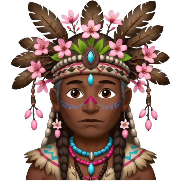 tribal shaman with cherry blossom emoji