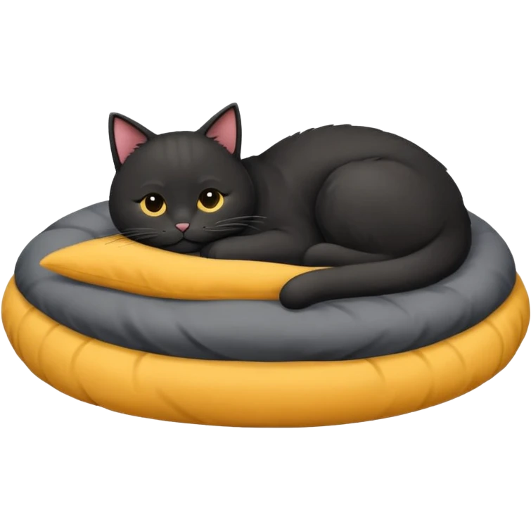 Um gato preto,dormindo em cima de uma,coberta emoji