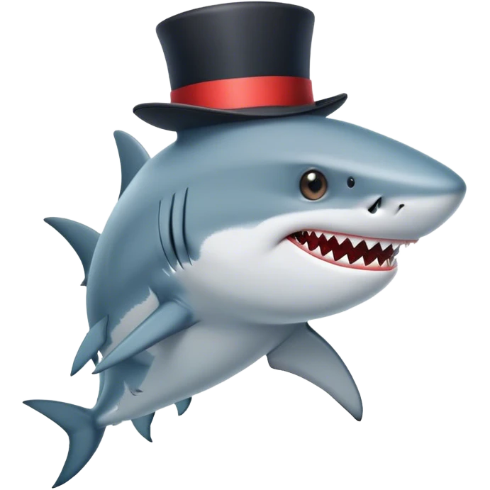 Shark with a top hat emoji
