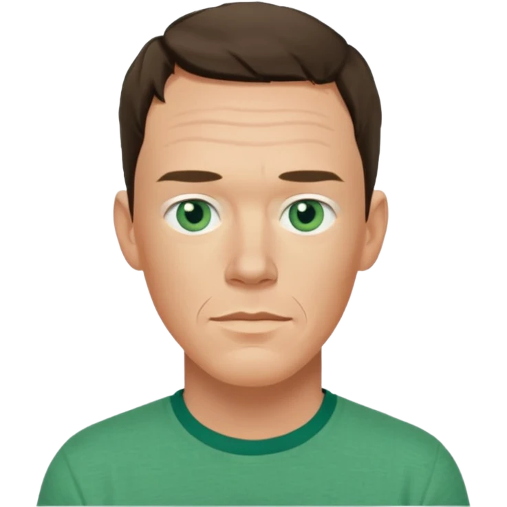 Matthew Lillard with blue eyes, green shirt emoji