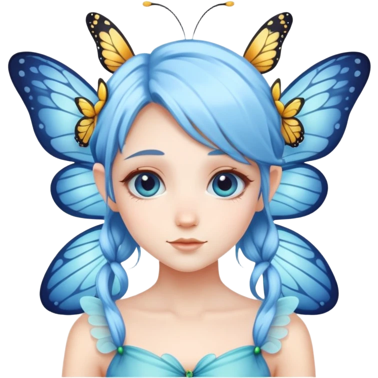 A light blue hair fairy with butterfly’s  emoji
