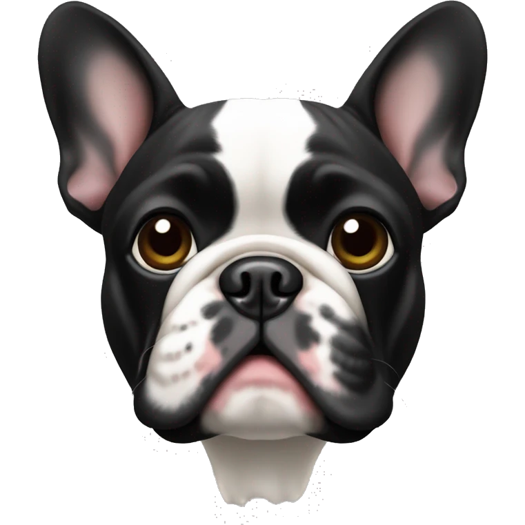 black French Bulldog, featuring the right ear folded forward  emoji