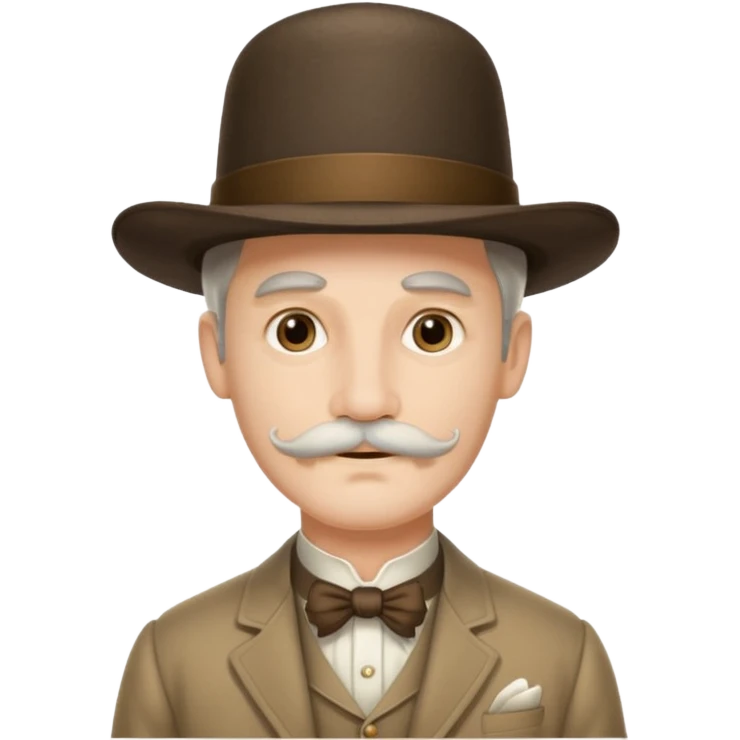 longer white moustachhe and typical 1900 elegant clothes and hat emoji