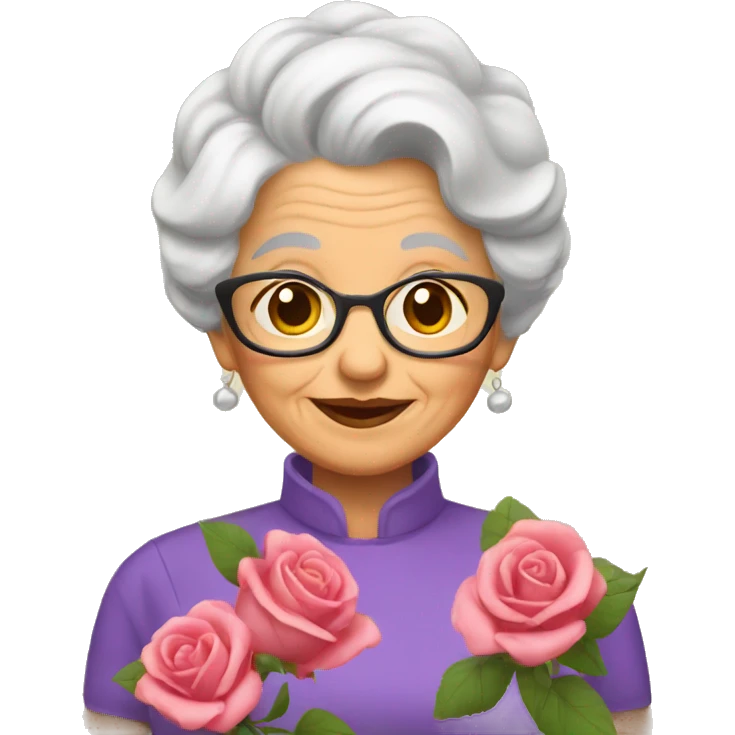 Abuelita con rosas  emoji