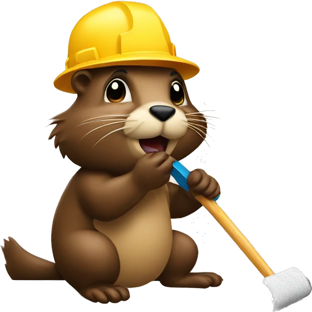 A beaver painting a wall with a paint roller emoji