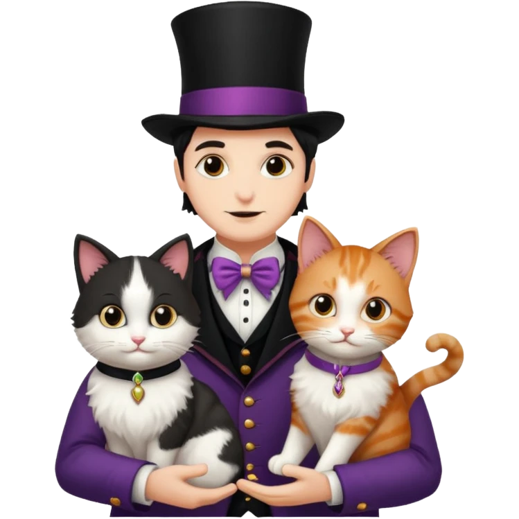 magician couple and their pet cat emoji