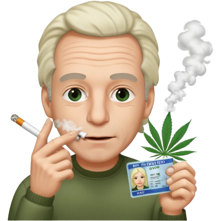 Make an emoji of Epstein, but hes foaming at the mouth and absolutely TWEAKING. Also smoking grass and showing his ID card emoji