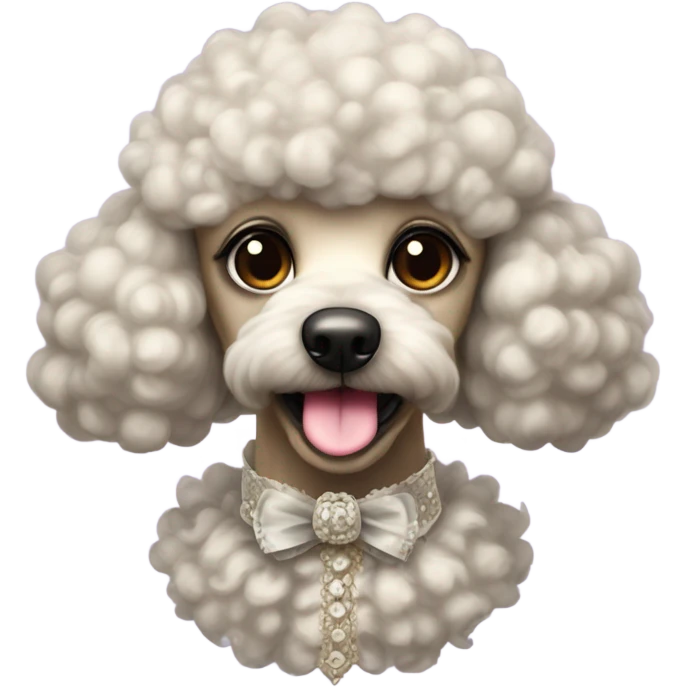 creepy poodle in fancy outfit staring  emoji