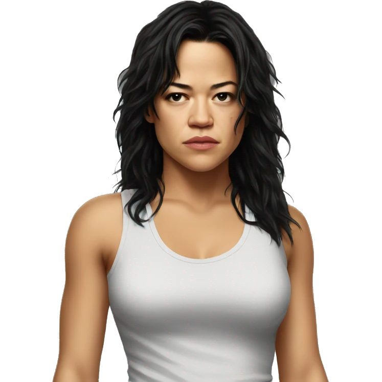 michelle rodriguez serious wearing tee emoji