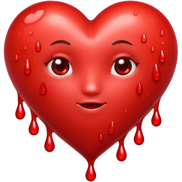 A few drops of blood and a bright red heart emoji