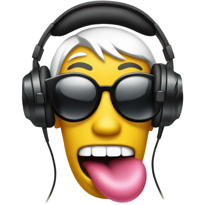 emoji tongue out with headphones and dj set emoji
