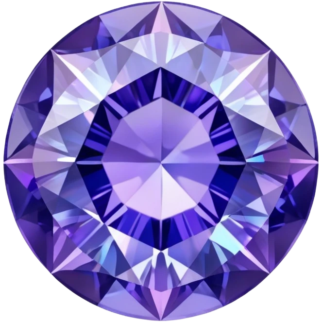 Round cut tanzanite gemstone with holographic blue-purple color shift and brilliant facets emoji