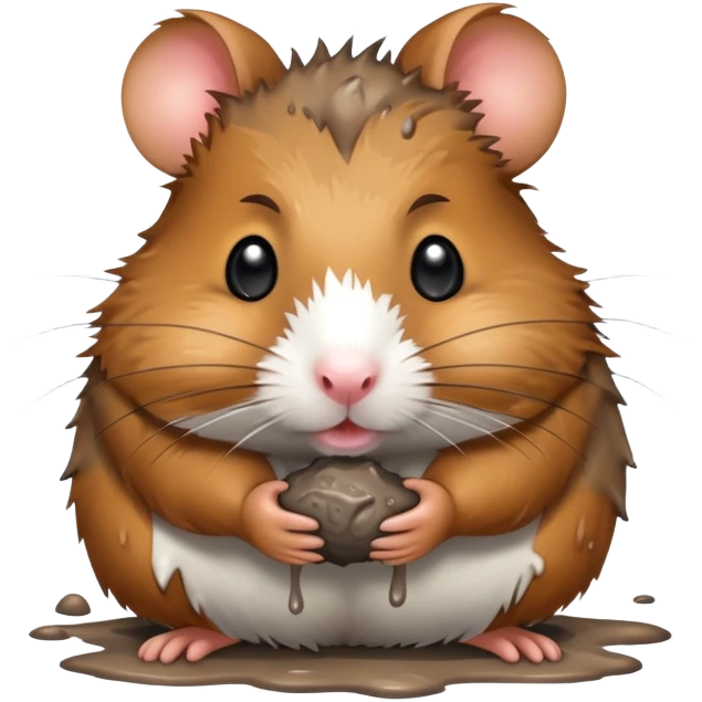 muddy hamster, messy fur, dirty emoji