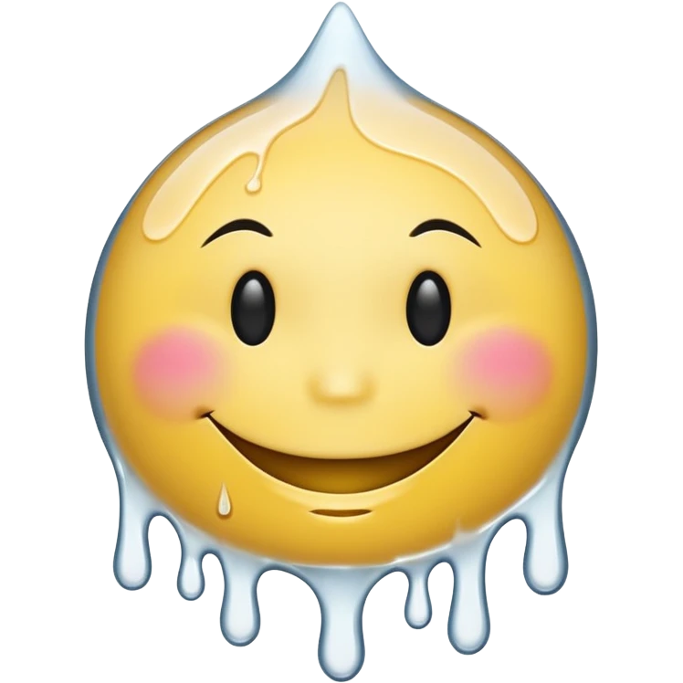 a smiley face with dripping white liquid on it emoji