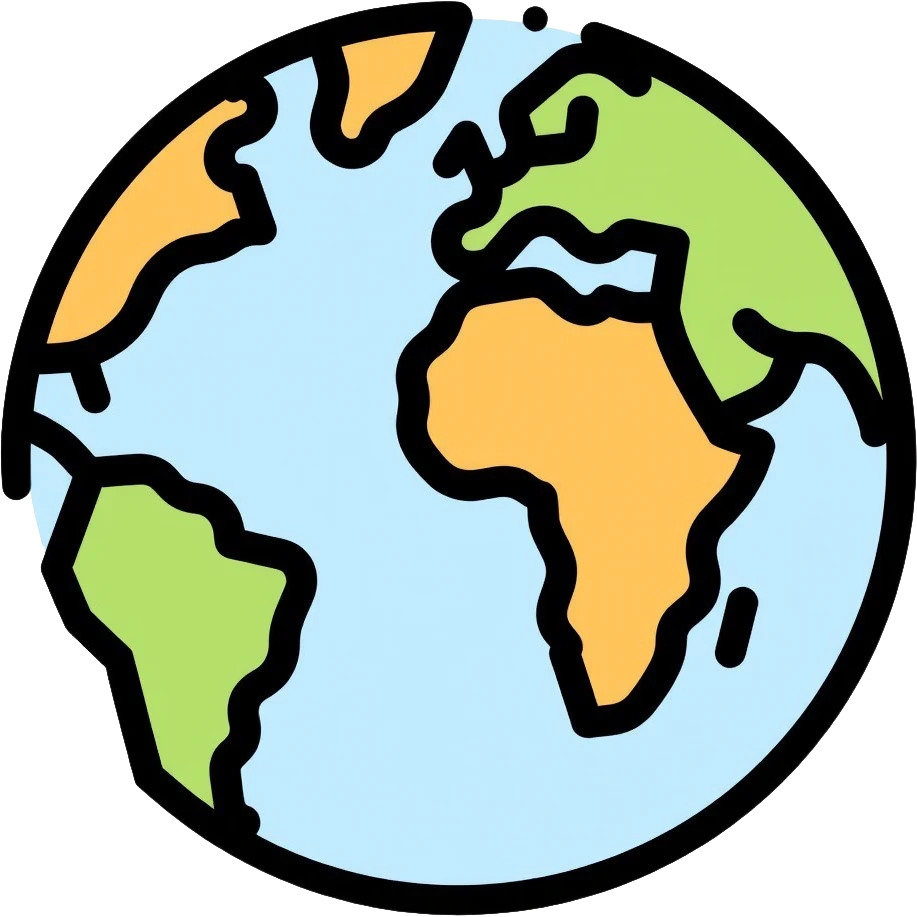 Earth globe icon with continents emoji